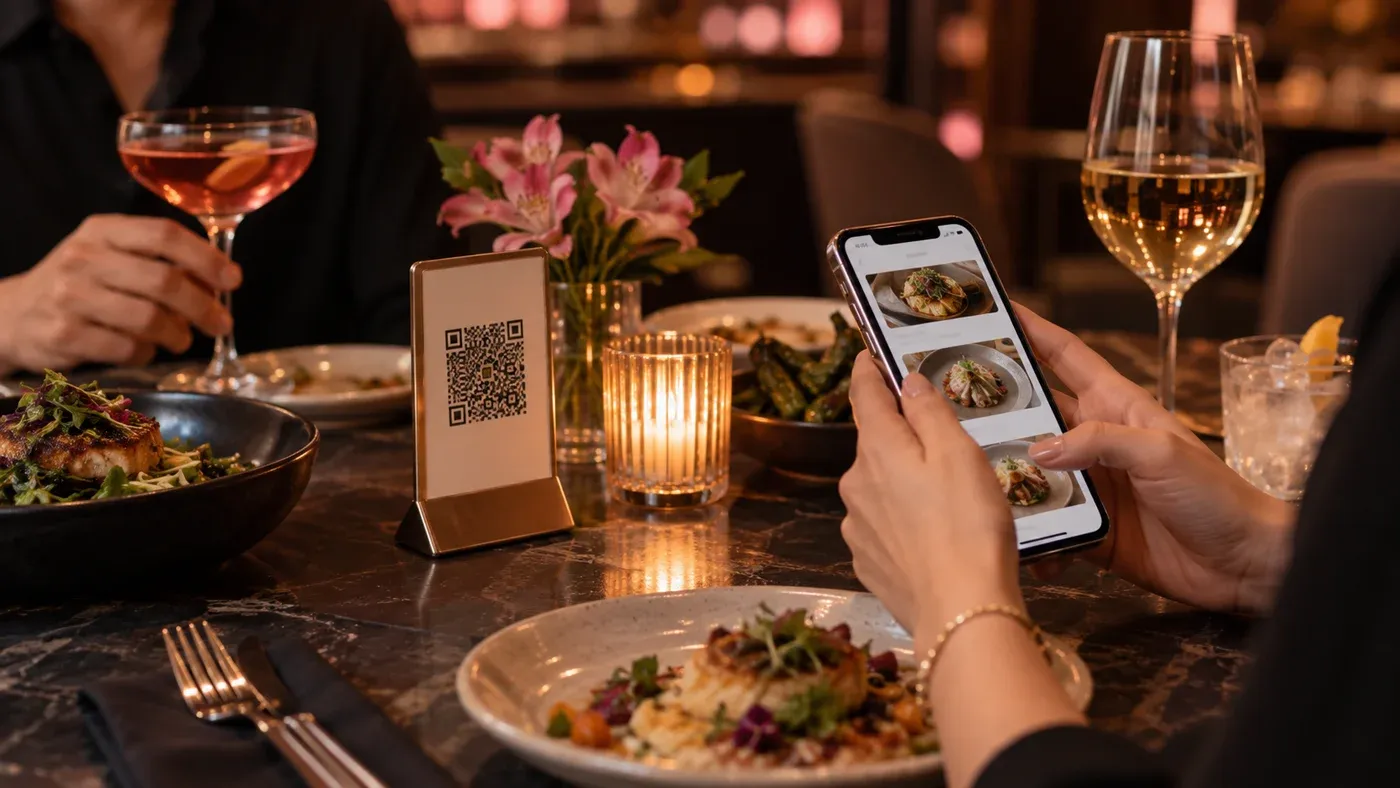 Mesa con carta QR para pedidos